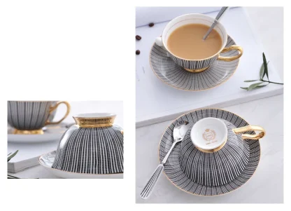 Printed Striped Elegant Tea Set - Image 4