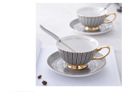 Printed Striped Elegant Tea Set - Image 2