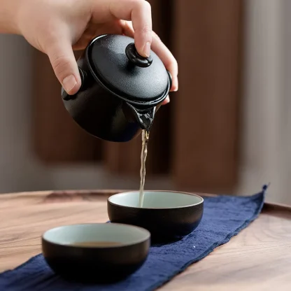 Black Portable Travel Tea Set - Image 3