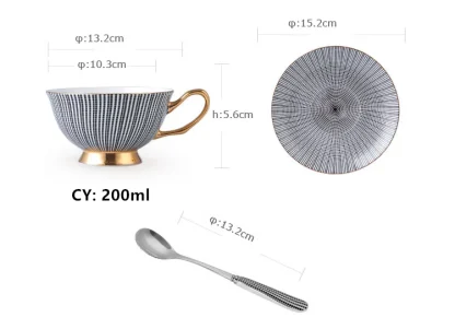 Printed Striped Elegant Tea Set - Image 5