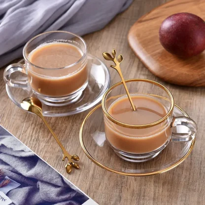 Transparent Gold-like Trim Tea Set