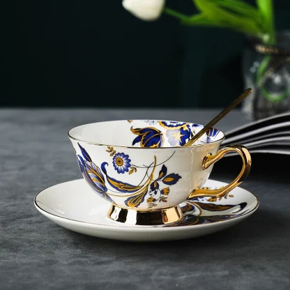 Gold-like Trim Floral Tea Set - Image 3