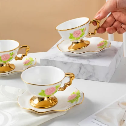 Floral Luxury Handle Tea Set