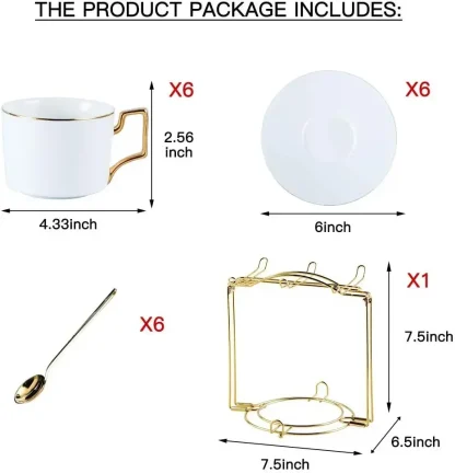 Minimalist Gold-like Trim Tea Set - Image 4