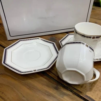 White Octagon Shape Tea Set - Image 2