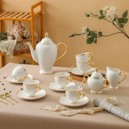 Luxury Shiny White Tea Set