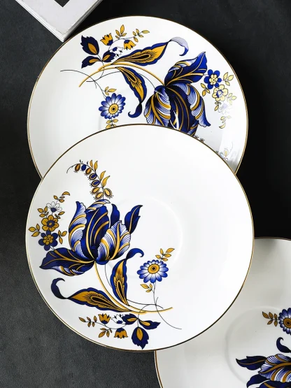 Gold-like Trim Floral Tea Set - Image 5