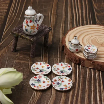 Miniature Printed Floral Tea Set - Image 4