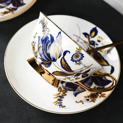 Gold-like Trim Floral Tea Set - Image 2