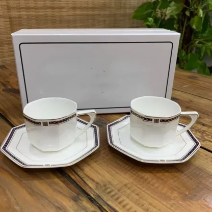 White Octagon Shape Tea Set - Image 4