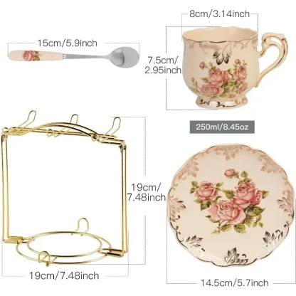 Luxury Vintage-style Floral Tea Set - Image 3