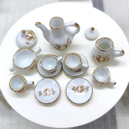 Gold-like Rim Miniature Tea Set - Image 3
