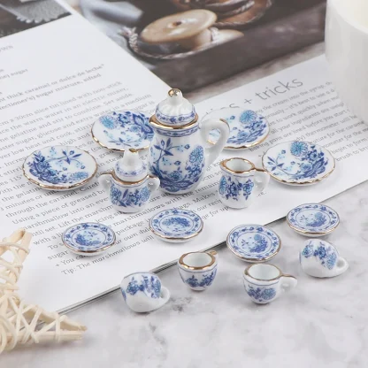 Elegant Vintage-style Miniature Tea Set