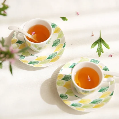 Multi Color Leaf Print Tea Set - Image 6