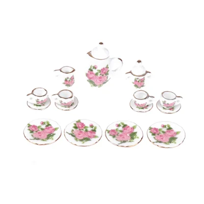 Dollhouse Floral Miniature Tea Set - Image 6