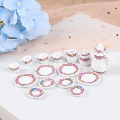 Cute Floral Print Miniature Tea Set - Image 4