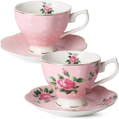 Pink Floral Print Tea Set - Image 4