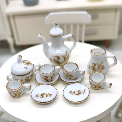 Gold-like Rim Miniature Tea Set