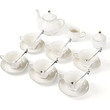 Vintage-style White Floral Tea Set - Image 5