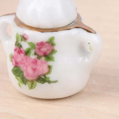 Dollhouse Floral Miniature Tea Set - Image 5