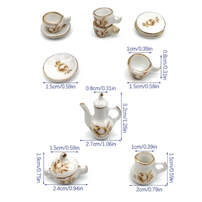 Gold-like Rim Miniature Tea Set - Image 7