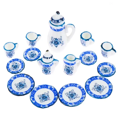 Printed Blue Floral Miniature Tea Set