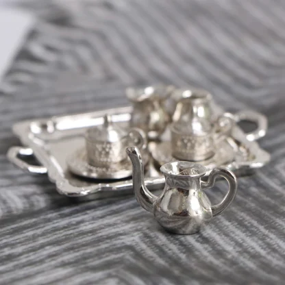 Shiny Metallic Miniature Tea Set - Image 3