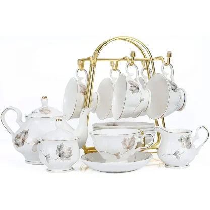 Vintage-style White Floral Tea Set - Image 3