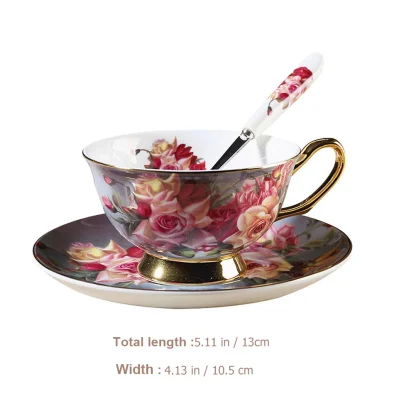 Floral Print Gold-like Accent Tea Set - Image 4