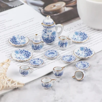 Elegant Vintage-style Miniature Tea Set - Image 3