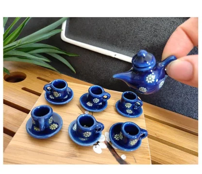 Blue Printed Miniature Tea Set - Image 2