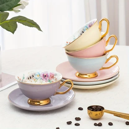 Elegant Floral Print Tea Set - Image 2