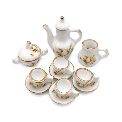 Gold-like Rim Miniature Tea Set - Image 6