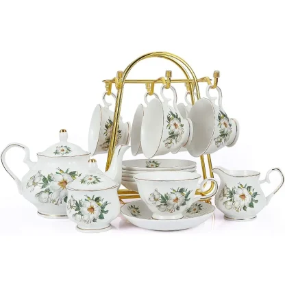 Vintage-style White Floral Tea Set - Image 6