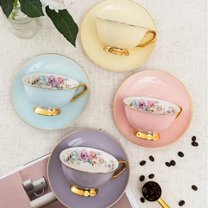 Elegant Floral Print Tea Set - Image 3