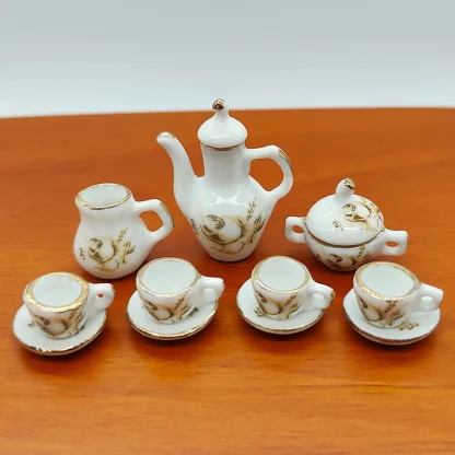 Gold-like Rim Miniature Tea Set - Image 5