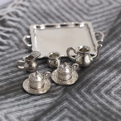 Shiny Metallic Miniature Tea Set - Image 4