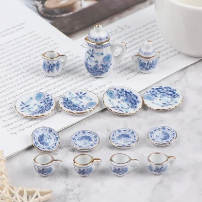 Elegant Vintage-style Miniature Tea Set - Image 2