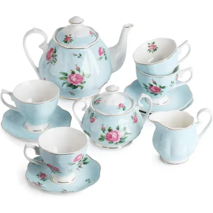 Pink Floral Print Tea Set - Image 6