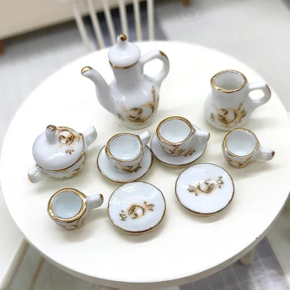 Gold-like Rim Miniature Tea Set - Image 4
