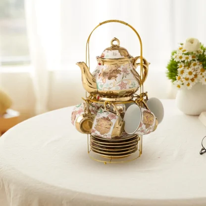 Luxury Gold-like Accent Tea Set - Image 2