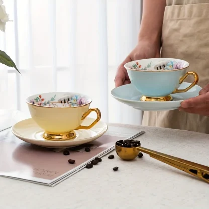 Elegant Floral Print Tea Set - Image 5