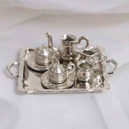 Shiny Metallic Miniature Tea Set