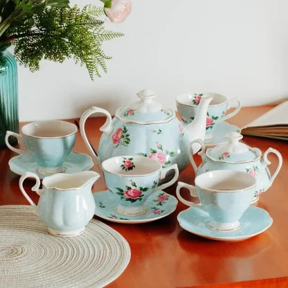 Pink Floral Print Tea Set - Image 3