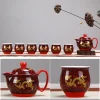 Traditional Dragon Print Tea Set - Image 3
