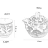 Traditional Dragon Print Tea Set - Image 7