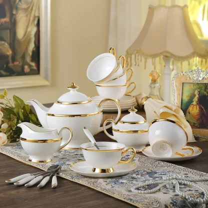 Gold-like Accent White Tea Set
