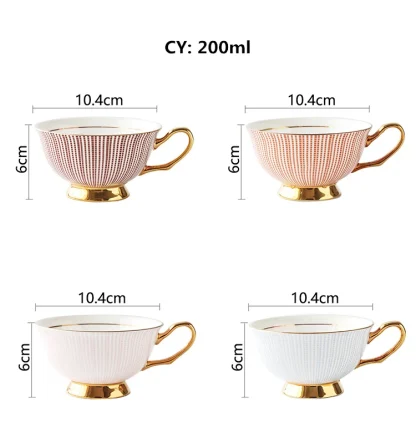Striped Gold-like Accent Tea Set - Image 7