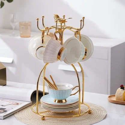 Striped Gold-like Accent Tea Set - Image 2