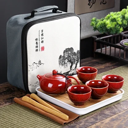 Portable Vintage-style Tea Set - Image 3